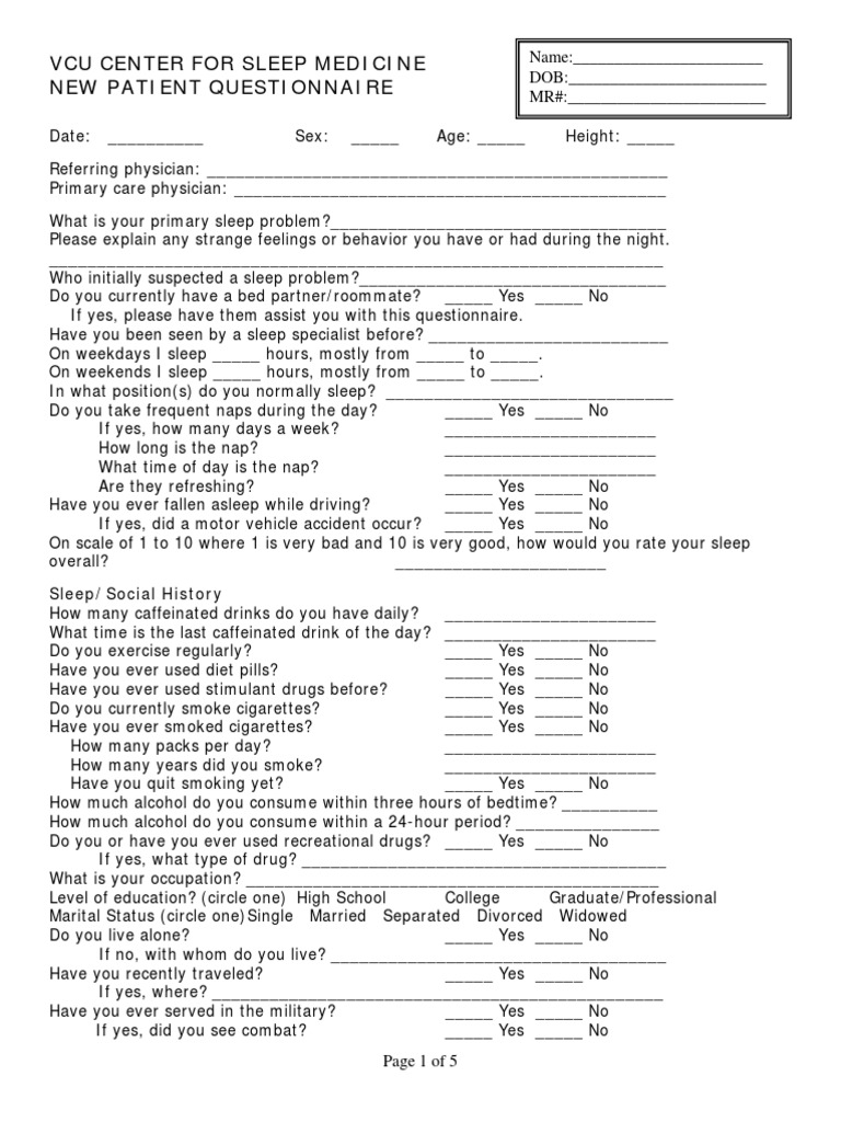 Sleep 50 Questionnaire Sleep Science