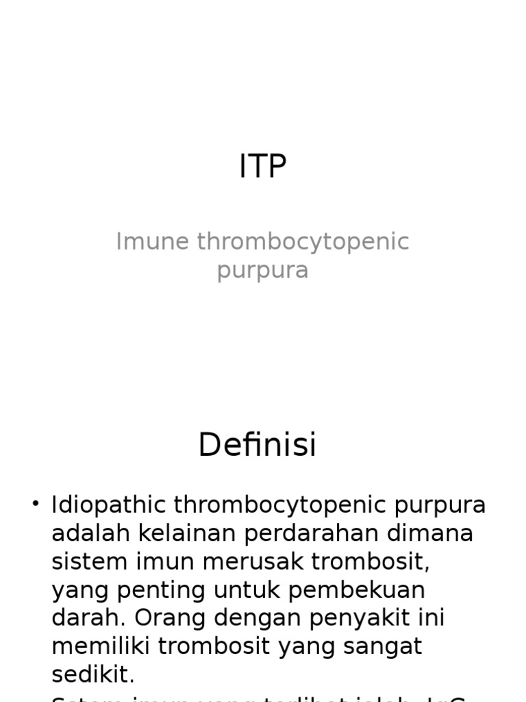 ITP: Understanding Immune Thrombocytopenia | PDF | Hematology | Body Fluids