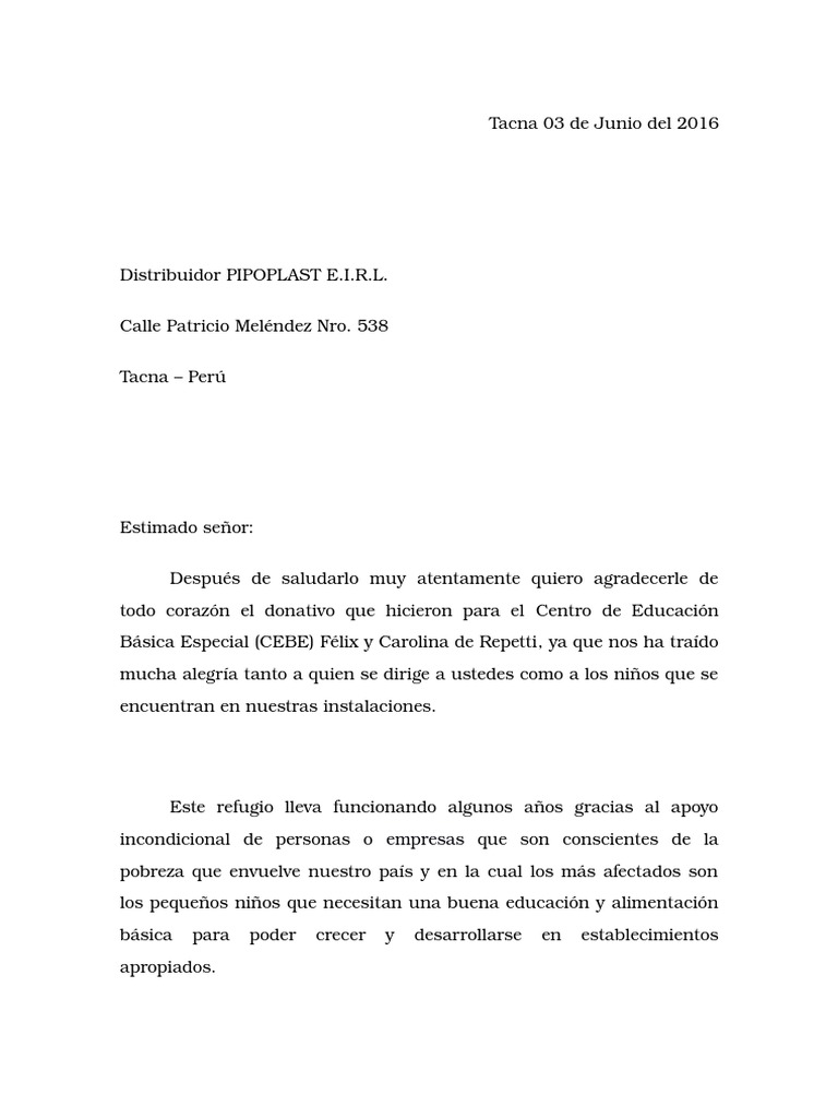 Carta Agradecimiento | PDF | Salud y bienestar