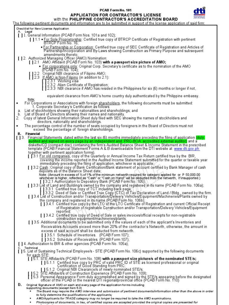 pcab license sample Identity for Contractor's Dti License Application pcab license sample Identity for Contractor's Dti License Application