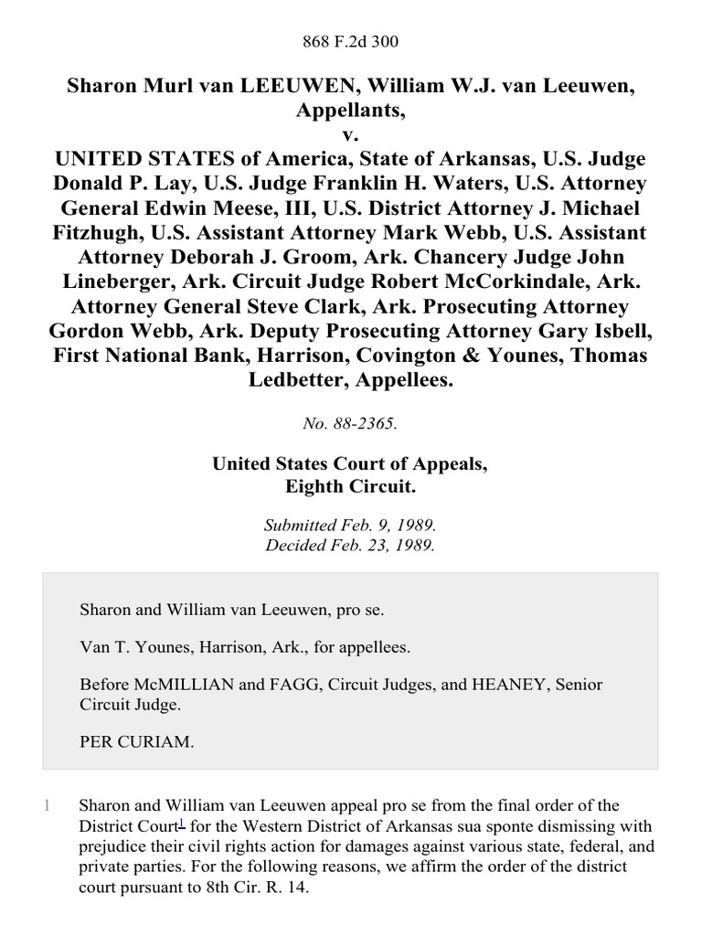 Sharon Murl Van Leeuwen, William W.J. Van Leeuwen v. United States of