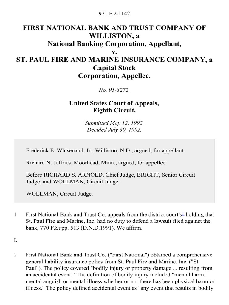 First National Bank and Trust Company of Williston, a