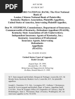 The Owensboro National Bank the First National Bank of Louisa Citizens National Bank of Paintsville Kentucky Bankers Association, United States of America, Intervening v. Don W. Stephens, Commissioner, Department of Insurance, Commonwealth of Kentucky, (92-6330), Kentucky State Association of Life Underwriters Independent Insurance Agents of Kentucky, Inc. Kentucky Association of Professional Insurance Agents, Intervening Defendants- (92-6331), 44 F.3d 388, 1st Cir. (1995)