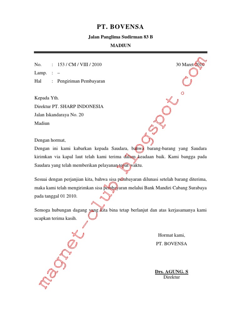 Contoh Surat Pengiriman Barang Dan Penawaran Barang PDF