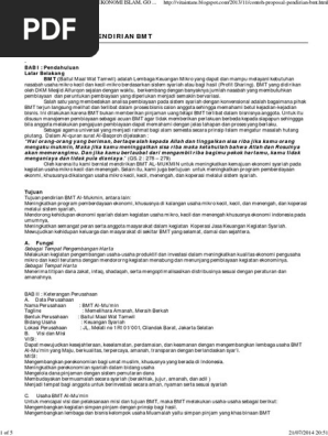 Contoh Proposal Pendirian Bmt Ekonomi Islam Go Ahead