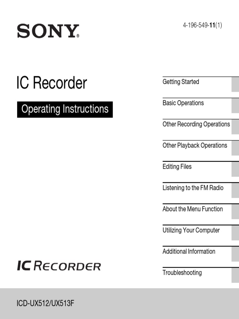 IC Recorder: Operating Instructions | PDF | Secure Digital | Battery ...