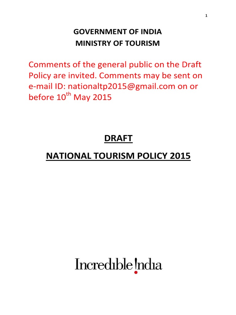 national tourism policy 2015 india pdf