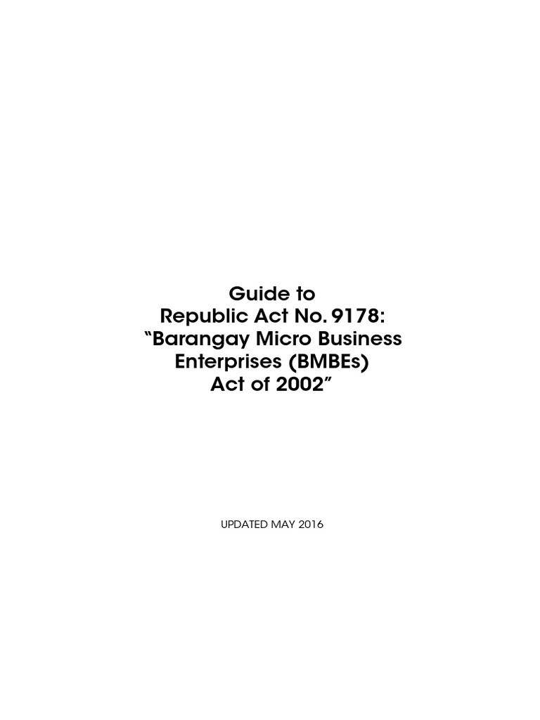 Guide to RA 9178: BMBEs Act of 2002 | PDF | Licensure | Taxes