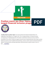 Pradhan Mantri Jan Dhan Yojana (World's Largest Financial Inclusion Programme)