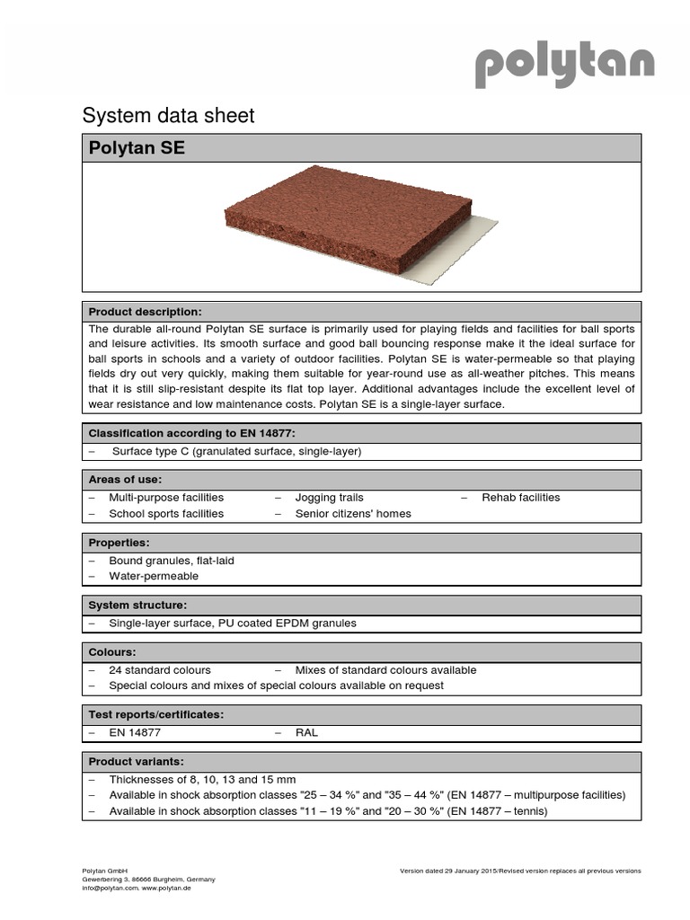 Polytan SE Surface Specifications EN 14877 | PDF | Home & Garden ...