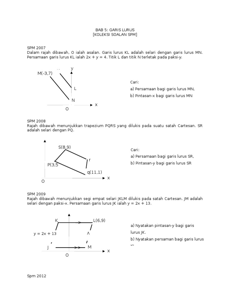 Spm Garis Lurus Ting 4 Koleksi Soalan Spm Pdf