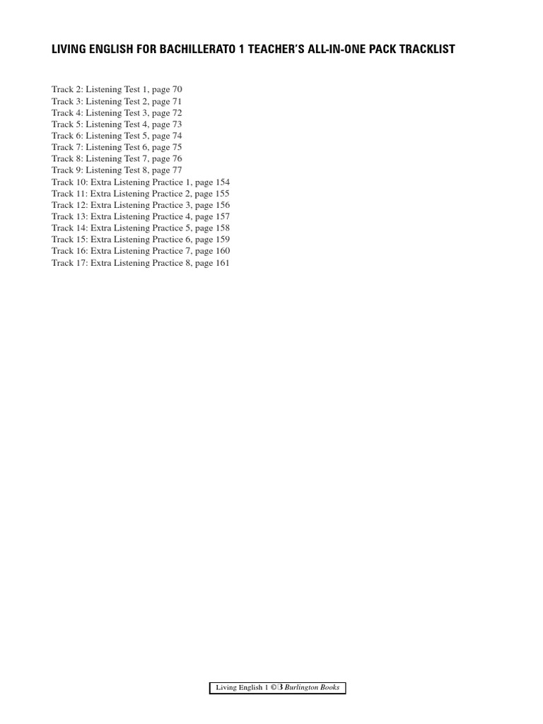 LivingEnglish1 LSC Tracklist-Teacher's Resource Book | PDF