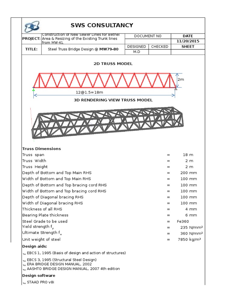 Steel Truss Bridge Design Details | PDF | Buckling | Truss