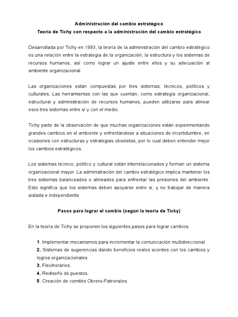 Administración del cambio estratégico Recursos humanos