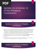 Section 10 of Article 12 of The Philippine Constitution