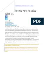 Policy Reforms Key To Talks With EU: Amy R. Remo Philippine Daily Inquirer