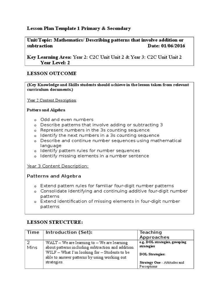 lesson plan maths 01 06 16 | Educational Assessment | Lesson Plan