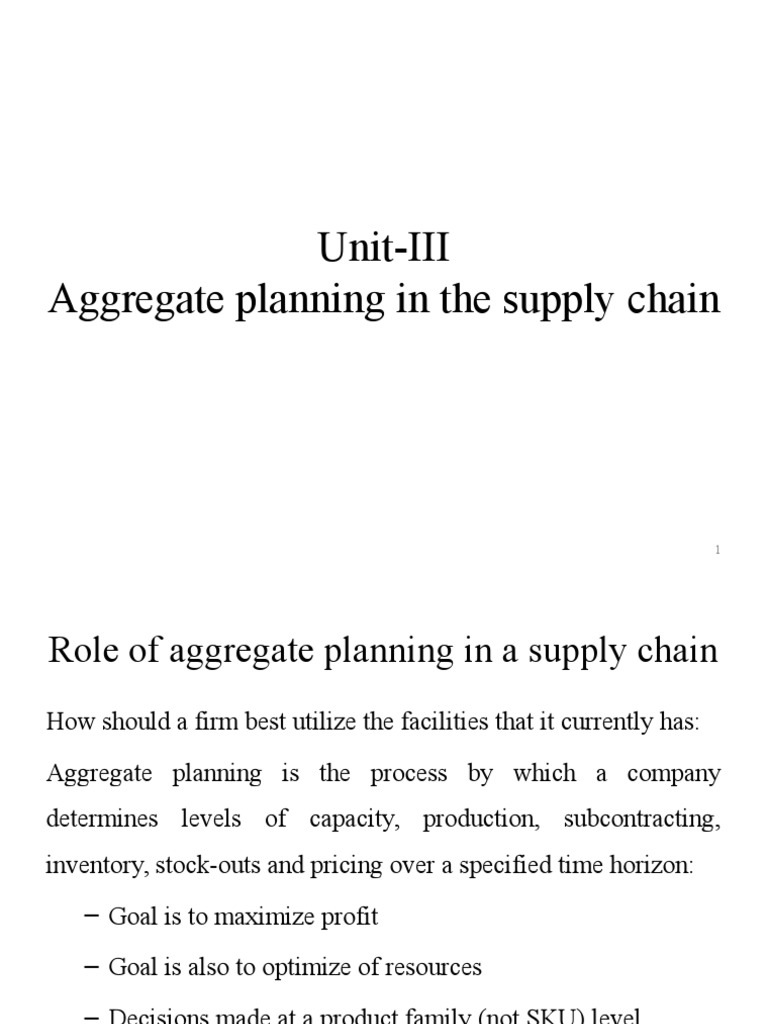Aggregate Planning In The Supply Chain Inventory Enterprise Resource Planning
