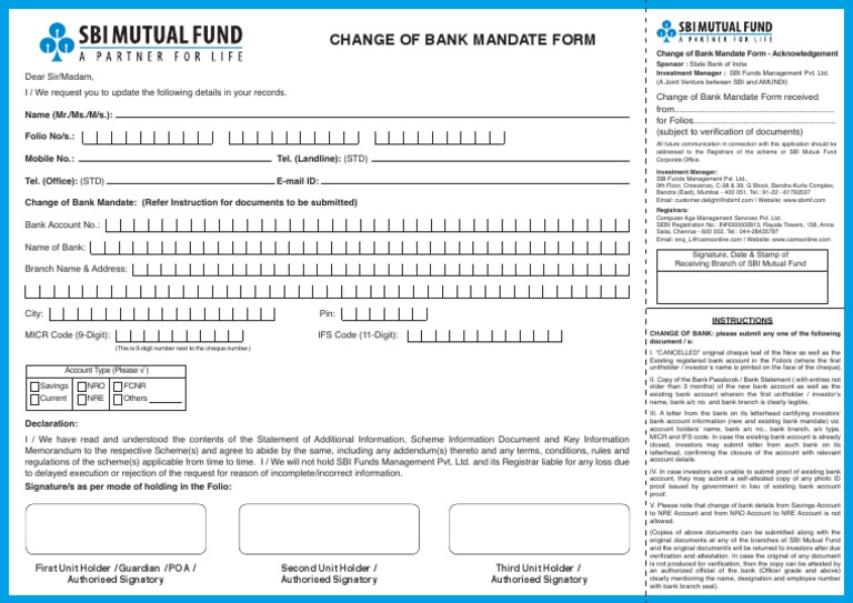 SBI changeofbankmandateform.pdf Cheque Banks