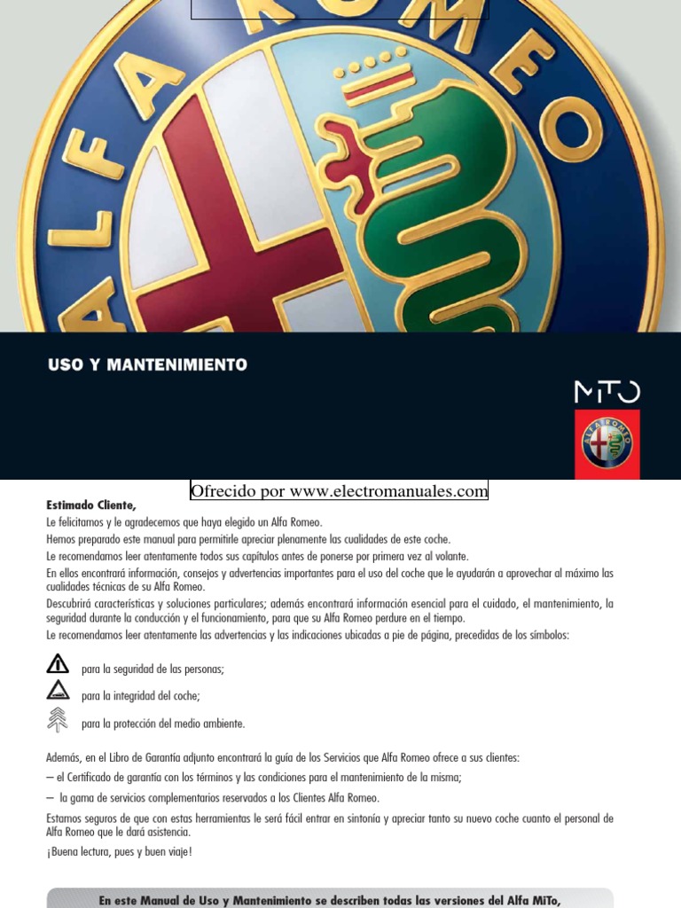 Alfa Mito - Owners Manual. | PDF | Coche | Airbag, image size:768x1024