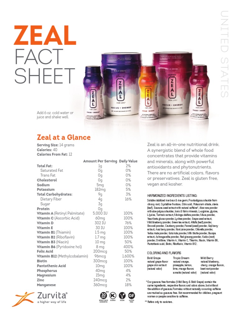 Zeal Nutritional Drink Overview | PDF