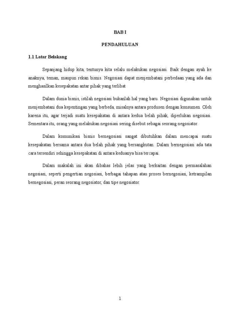 Makalah Negosiasi Bisnis