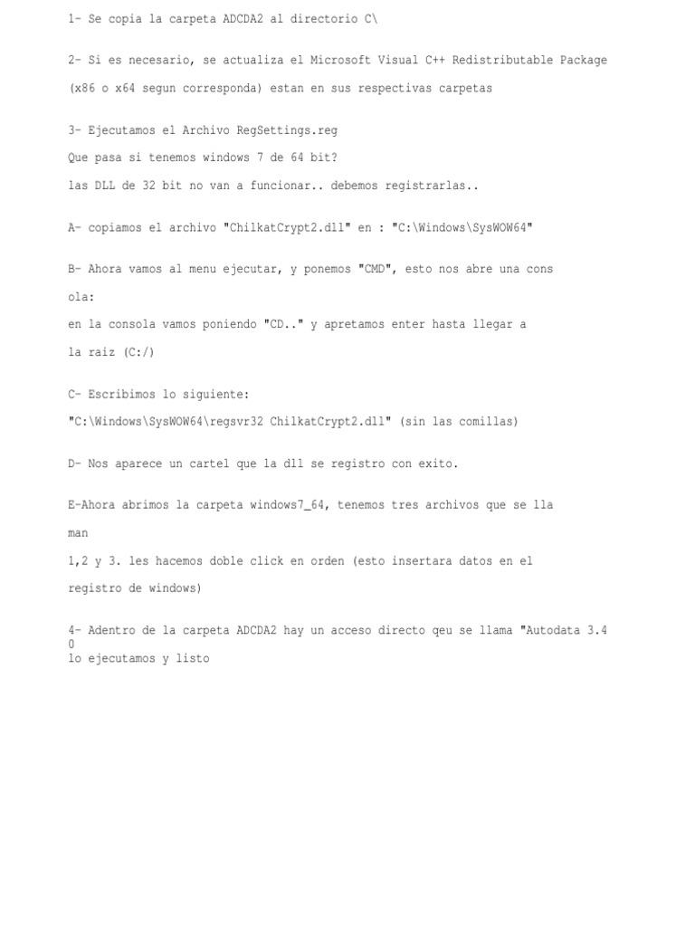 Instalación de Autodata en Windows 7 | PDF