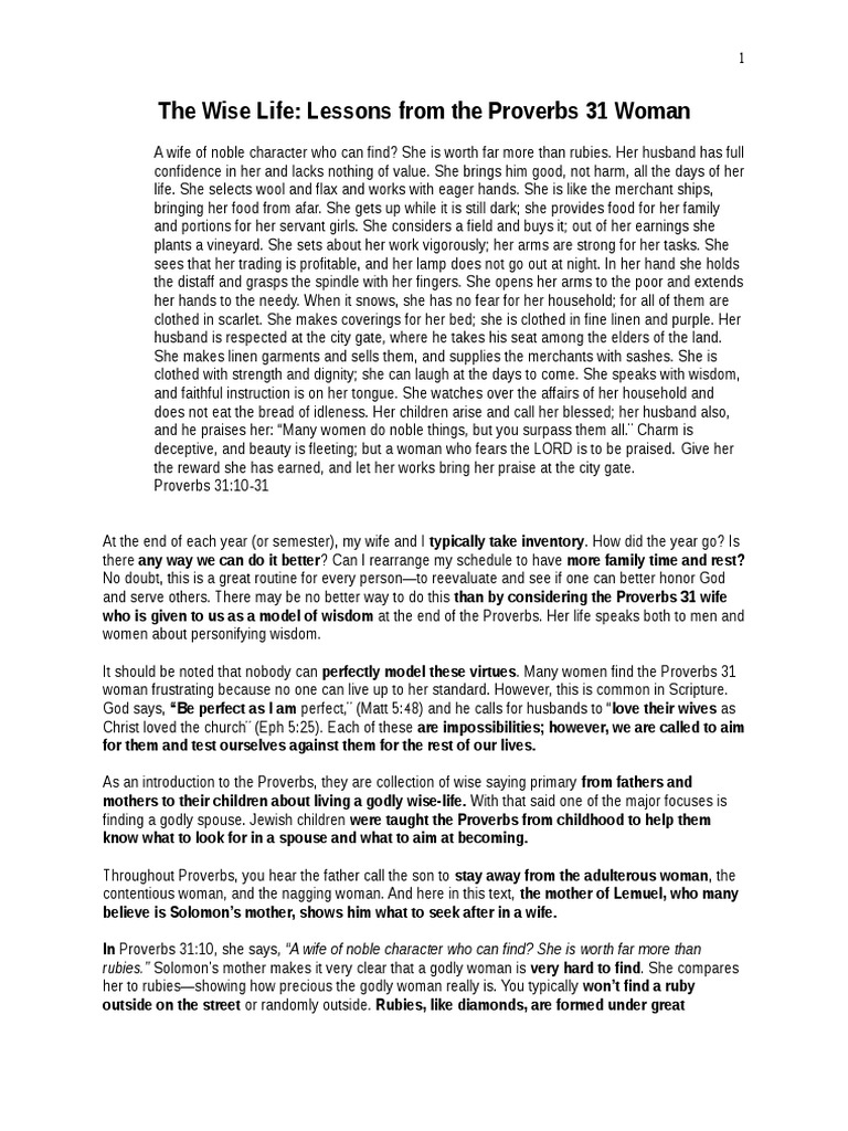 The Wise Life Lessons From The Proverbs 31 Woman Book Of Proverbs Wisdom