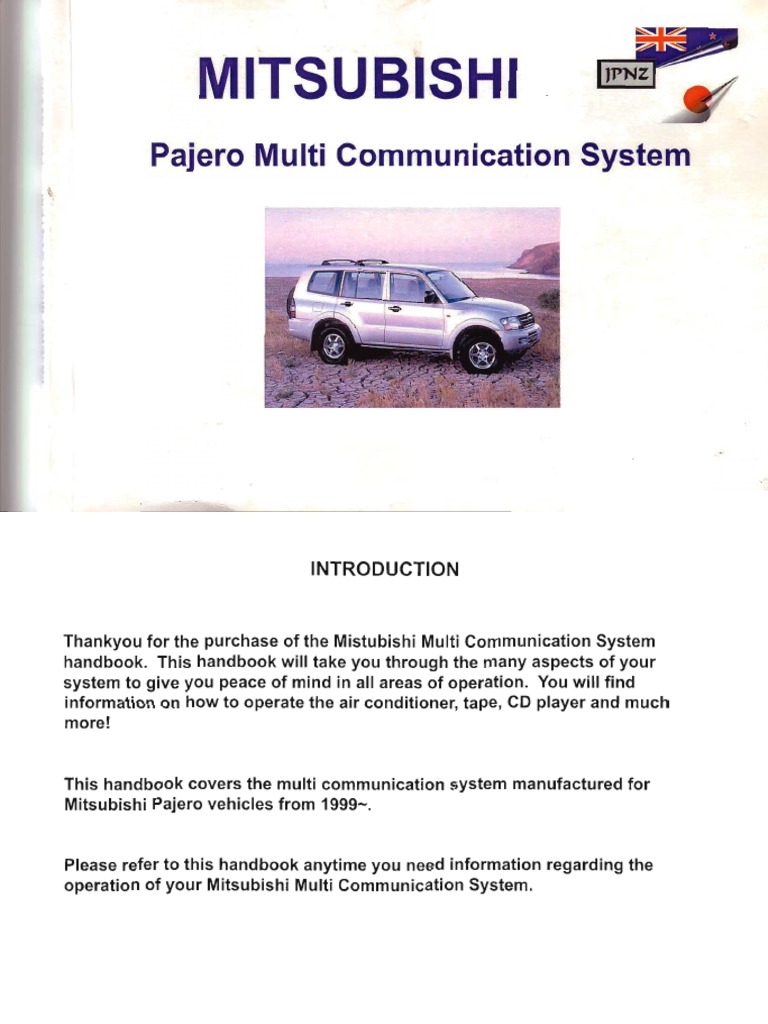 Mitsubishi Pajero Multi Comm System Guide | PDF | Television | Media ...