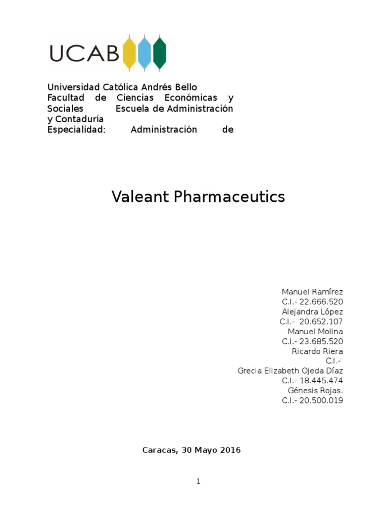 barrer traqueteo Sur oeste Análisis Valeant Final | PDF | Industria farmacéutica | Deuda