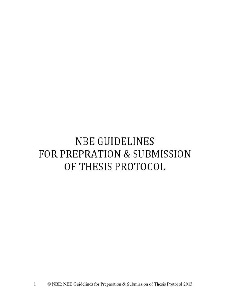 thesis protocol and thesis submission guidelines nbe