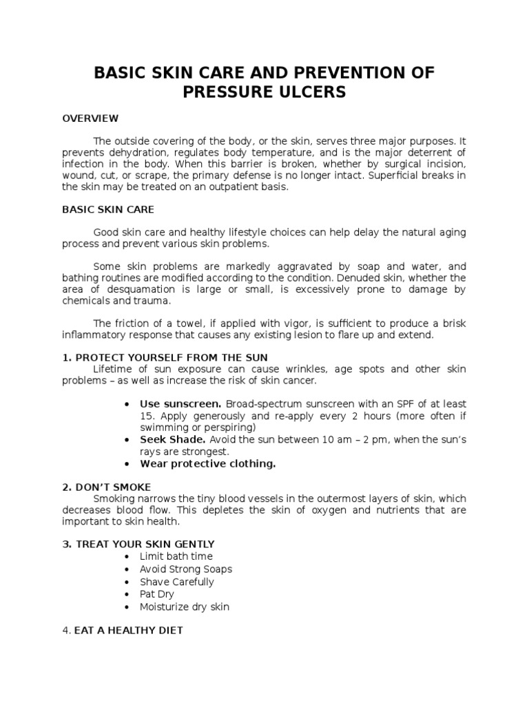 Skin Care and Pressure Ulcer Prevention | PDF | Wound | Diseases And ...