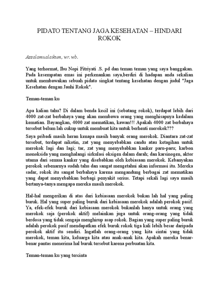 Pidato Tentang Jaga Kesehatan