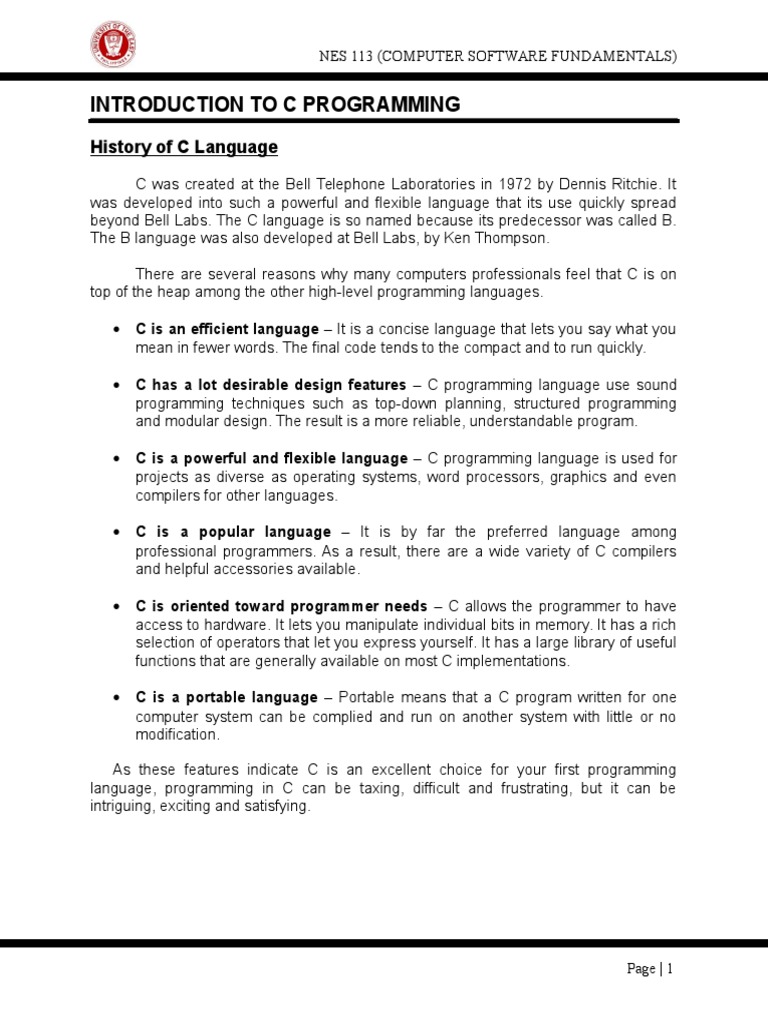 Intro To C Programming | PDF | C (Programming Language) | Integer ...