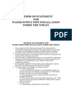 MOS For Water Supply Pipe Installation Inside Toilet