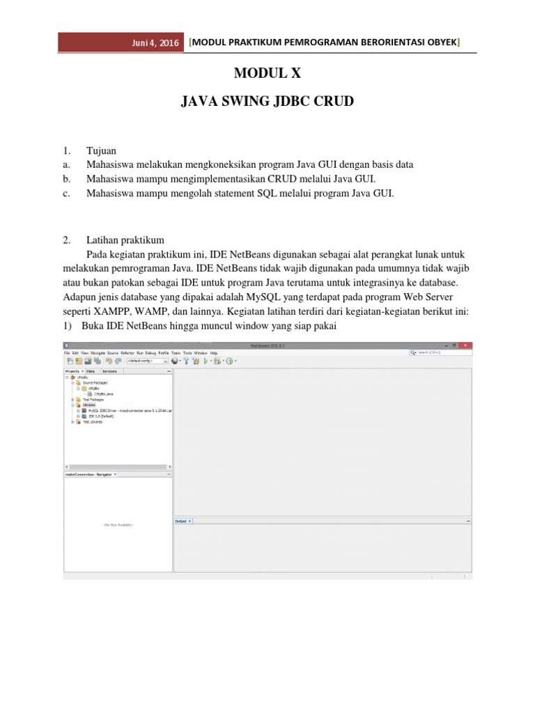 Praktikum Java Swing CRUD JDBC | PDF