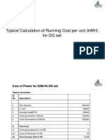 Typical Calculation of Running Cost Per Unit