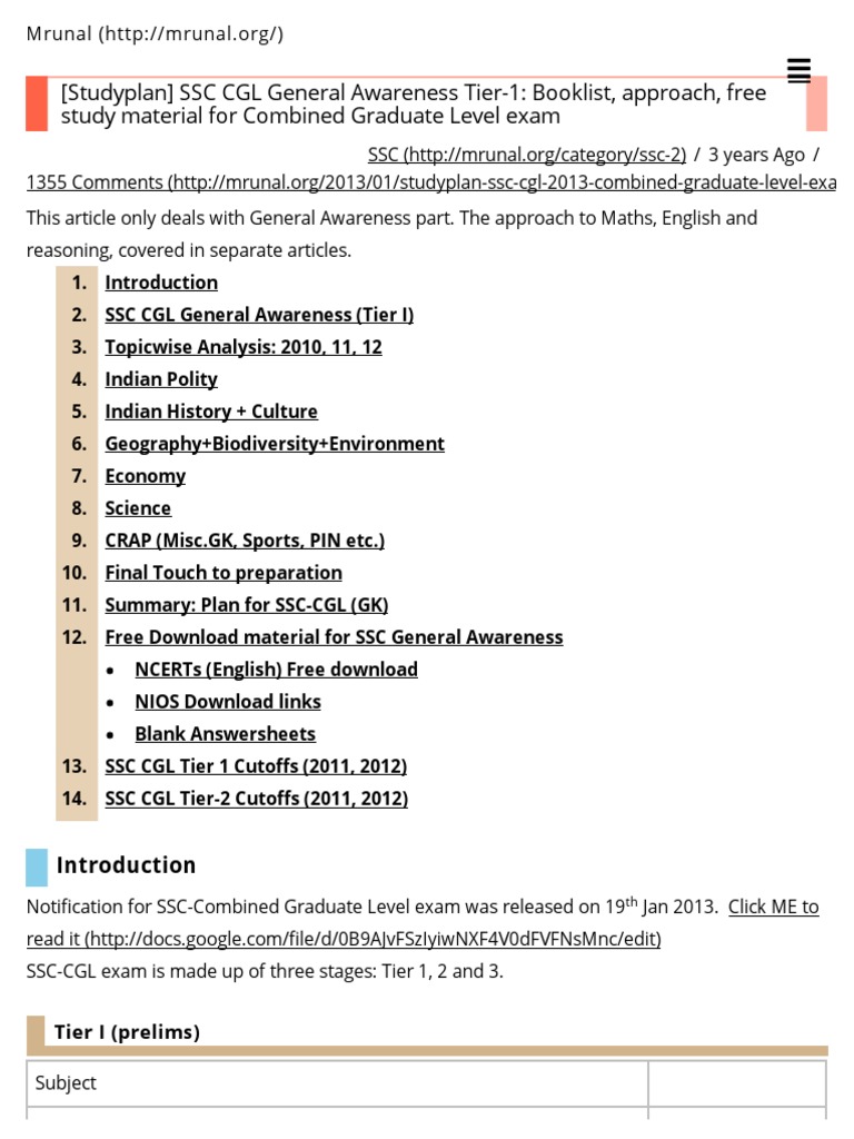 SSC CGL General Awareness Study Guide | PDF | Social Science | Science