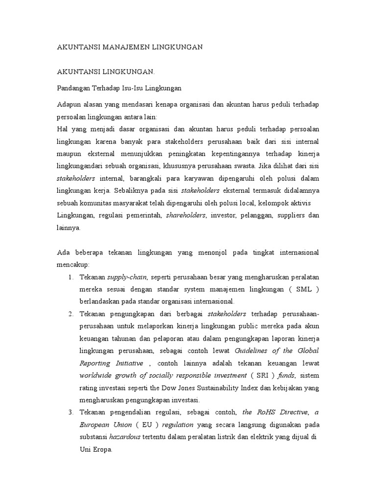Akuntansi Manajemen Lingkungan