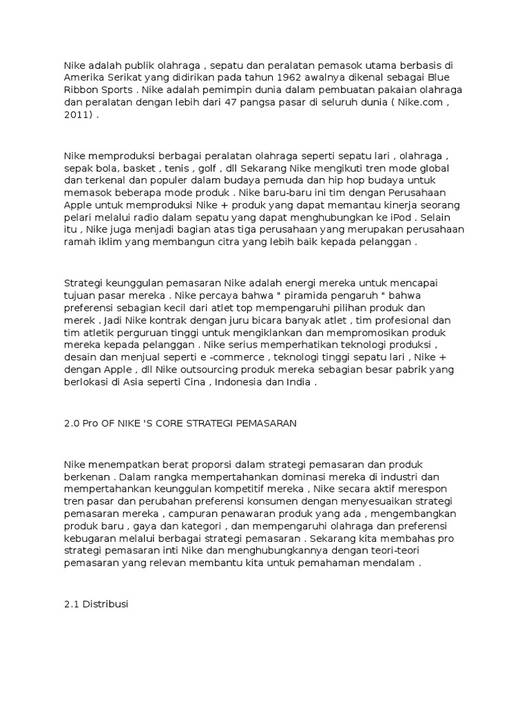 Contoh Makalah Strategi Pemasaran Produk Nike