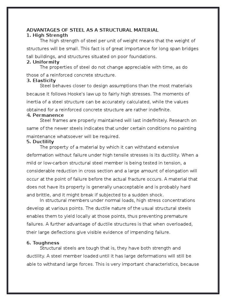 Advantages and Disadvantages of Steel | PDF | Lumber | Strength Of ...