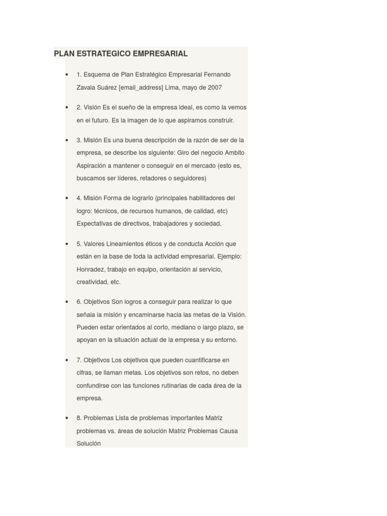 Plan Estrategico Empresarial | PDF | Análisis FODA | Economias