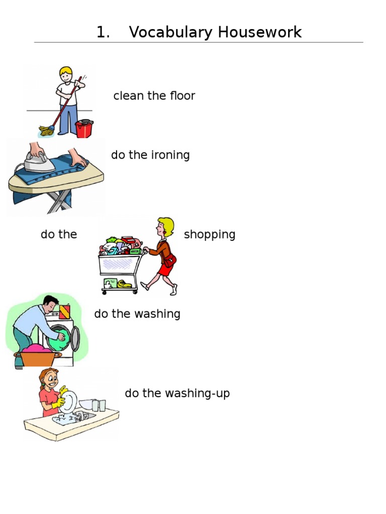 Housework Vocabulary Worksheet | PDF