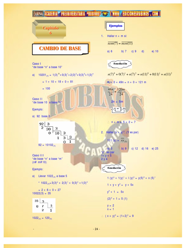 Conversión de Bases Numéricas | PDF | Notación Matemática | Lexicología