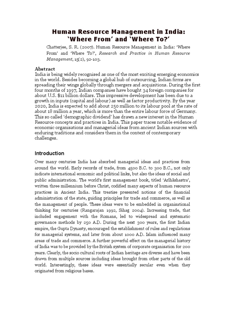 Evolution of HRM Practices in India | PDF | Employee Retention | Employment