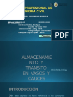 Almacenamiento y tránsito de avenidas en vasos y cauces