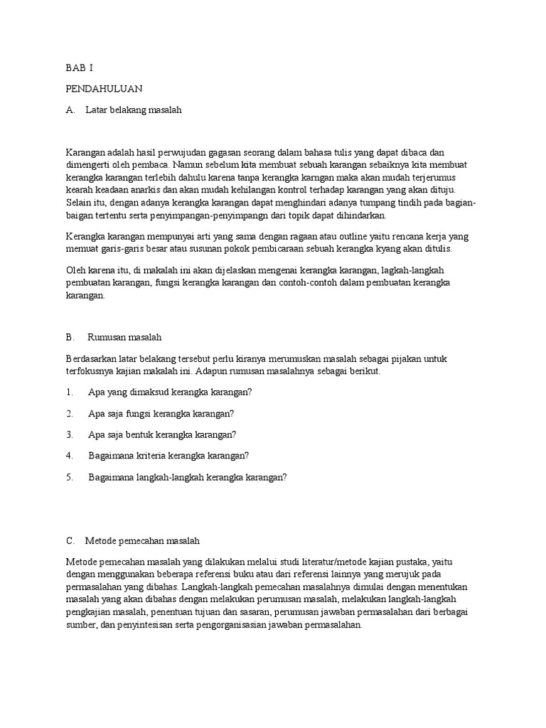 Contoh Kerangka Karangan Tentang Kesehatan Aneka Contoh