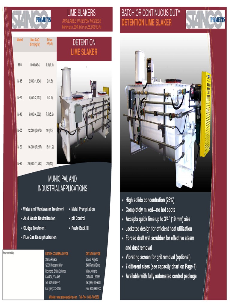 Detention Lime Slaker Specifications | PDF | Valve | Boiler