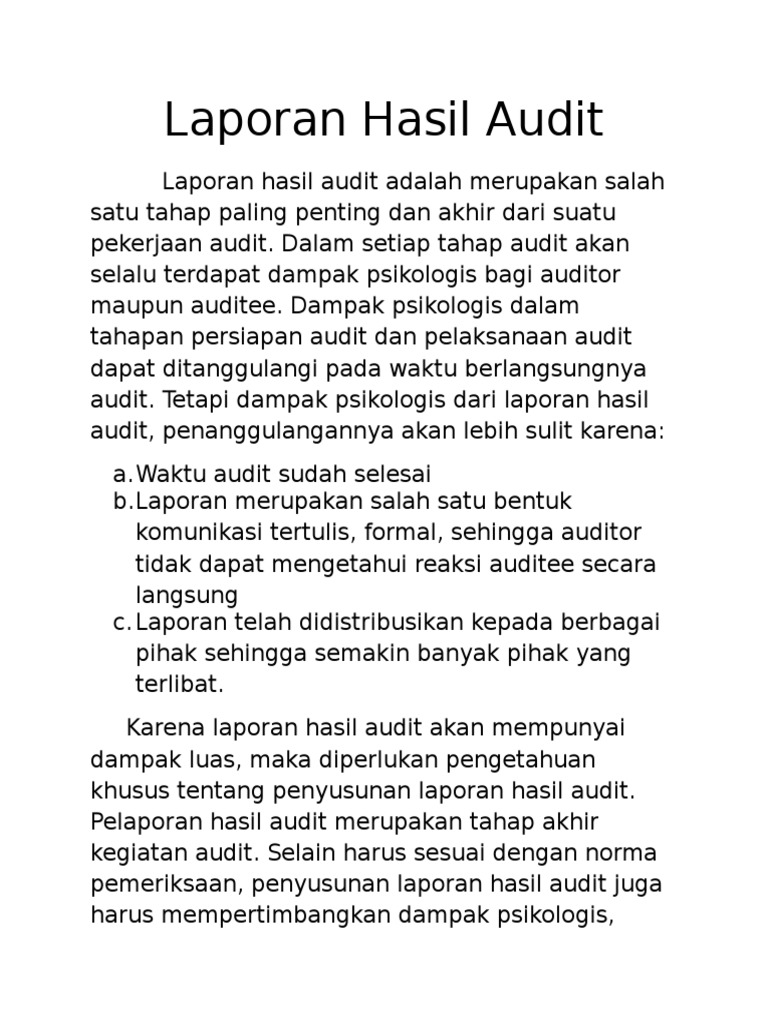 Laporan Hasil Audit