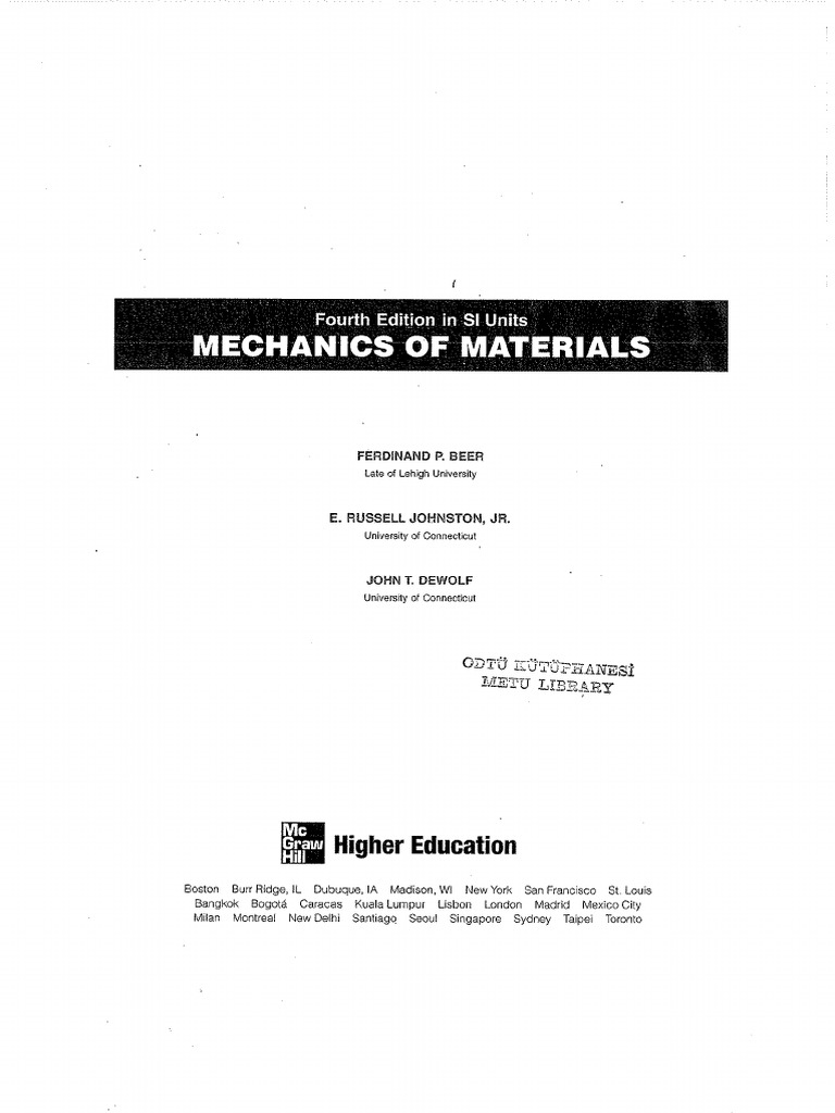 ballade Produktivitet reductor Mechanics of Materials, Beer, Johnston, 4th Edition, 2006 | PDF